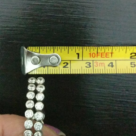 STERLING SILVER Cubic Zirconia Semi Hoop Earrings - Picture 8 of 8